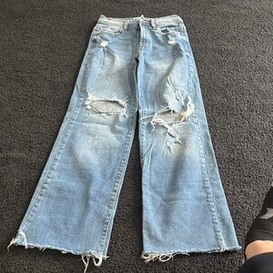 Kensie Light Blue Distressed Wide-Leg Women's Jeans